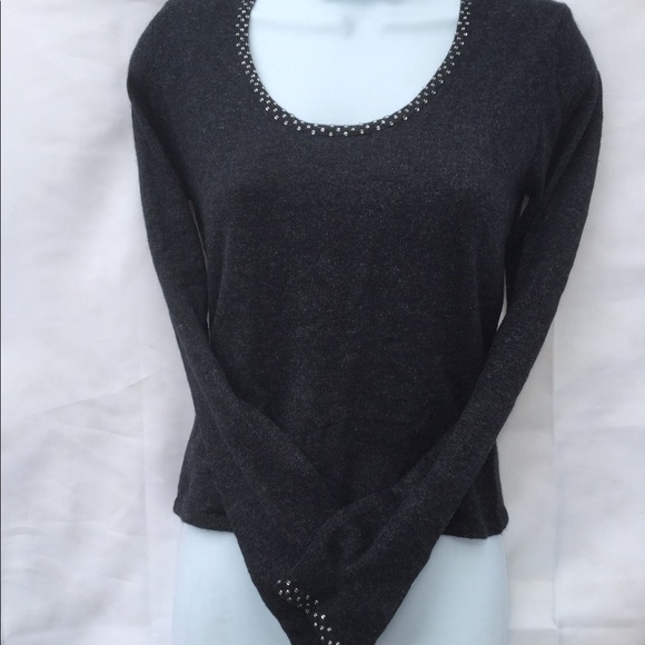 NWT Cache size small silk/cashmere rhinestone gray - Picture 3 of 7